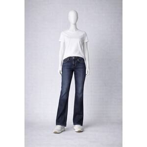 Silver Jeans Lola 17 Bootcut Dark Wash Mid Rise Studded Denim 32x28 western y2k